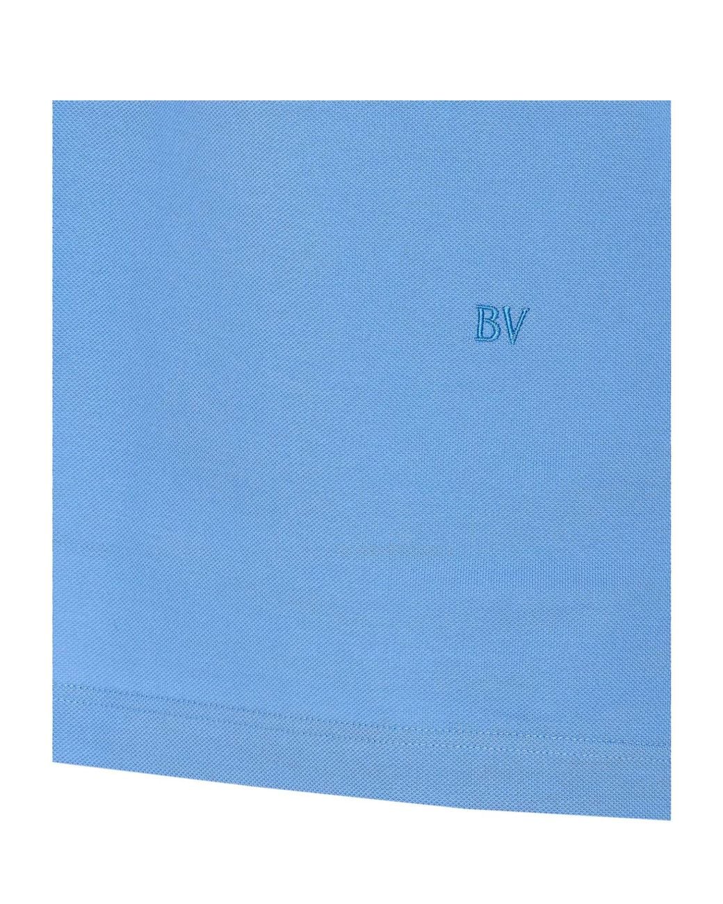 Bottega Veneta Blue Logo Embroidered Short Sleeved Polo Shirt for men
