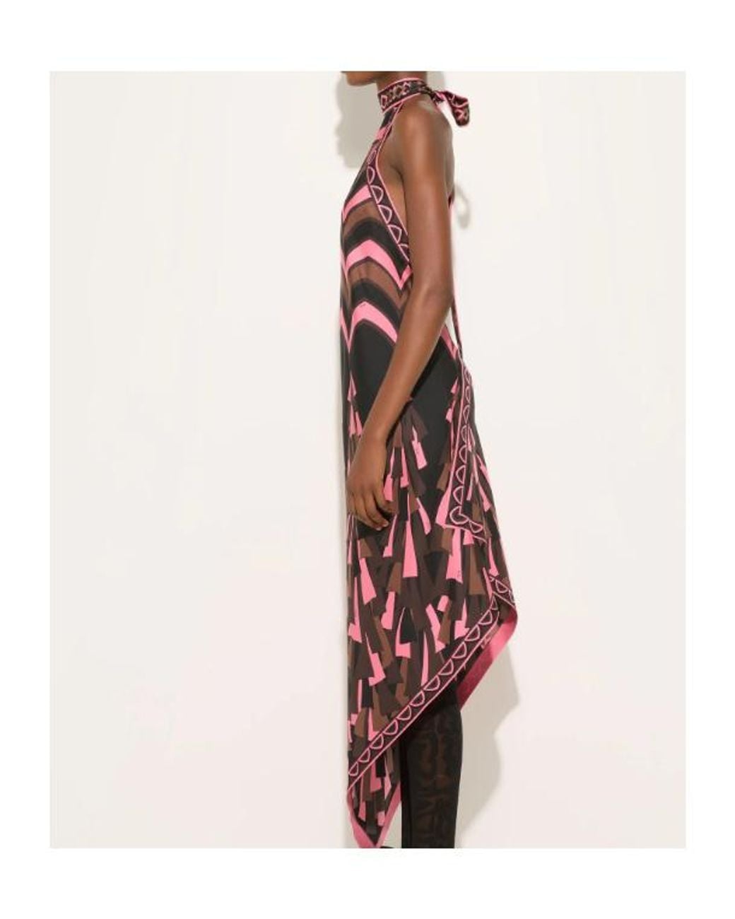 Emilio Pucci Red Baiadera Print Halterneck Silk Dress