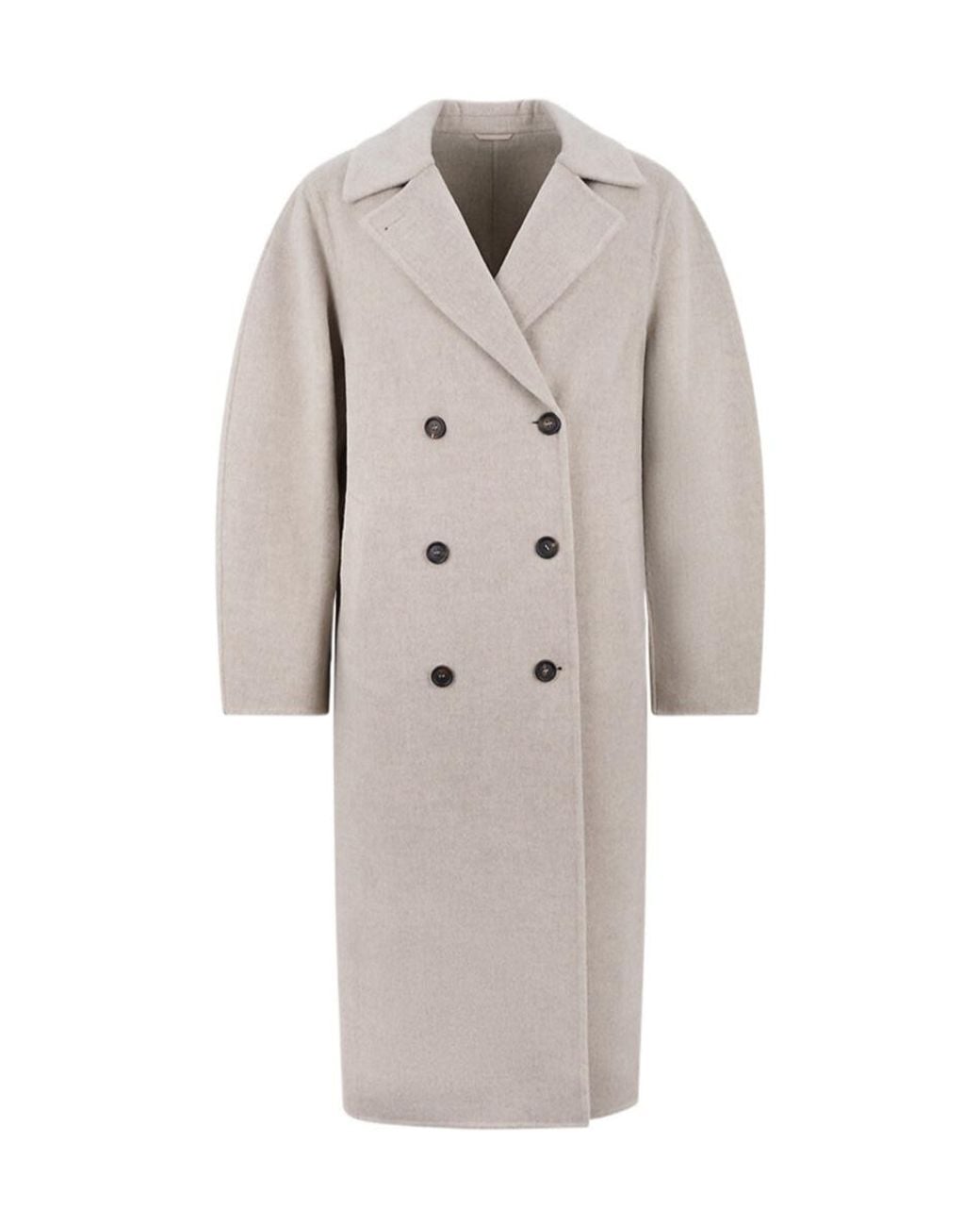Brunello Cucinelli Gray Double-Breasted Coat