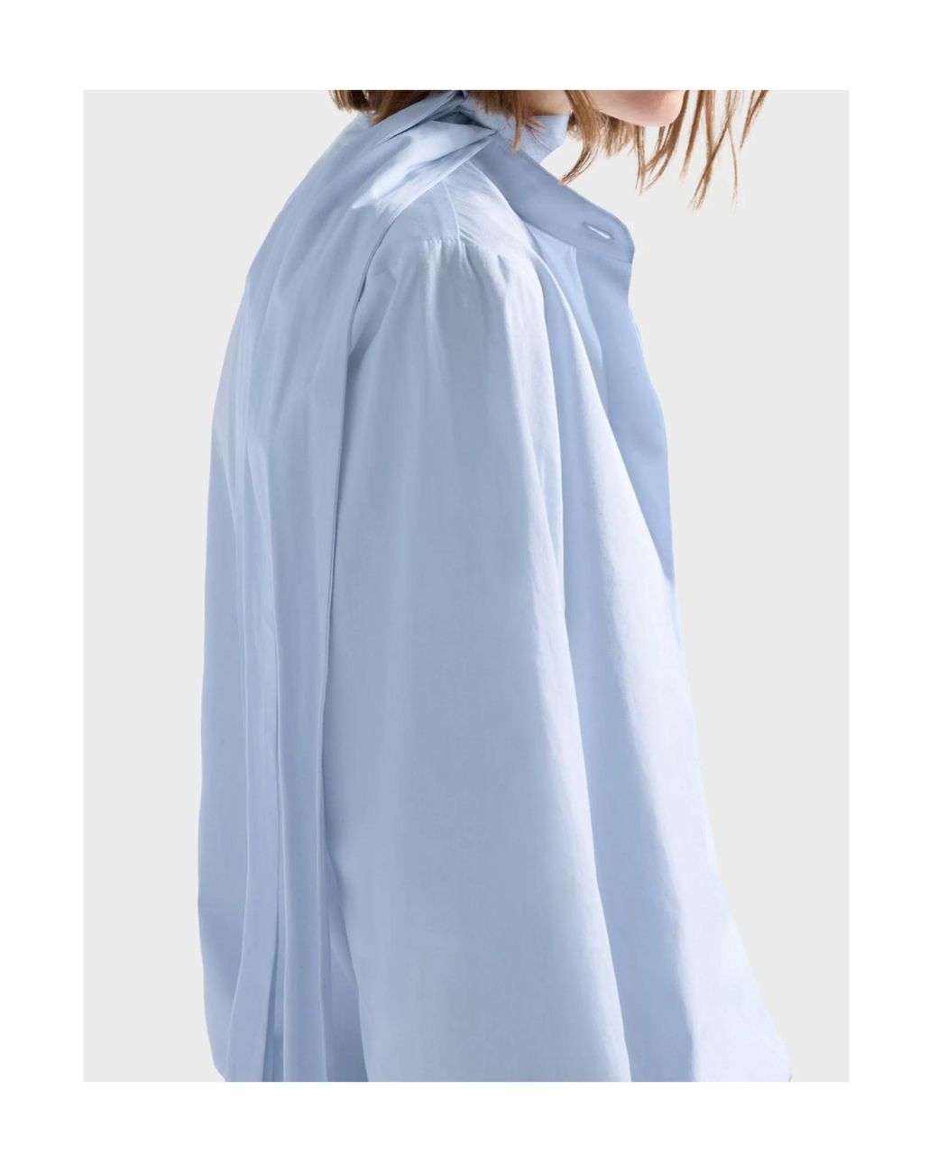 7 For All Mankind Blue Bow-Collar Long-Sleeve Shirt