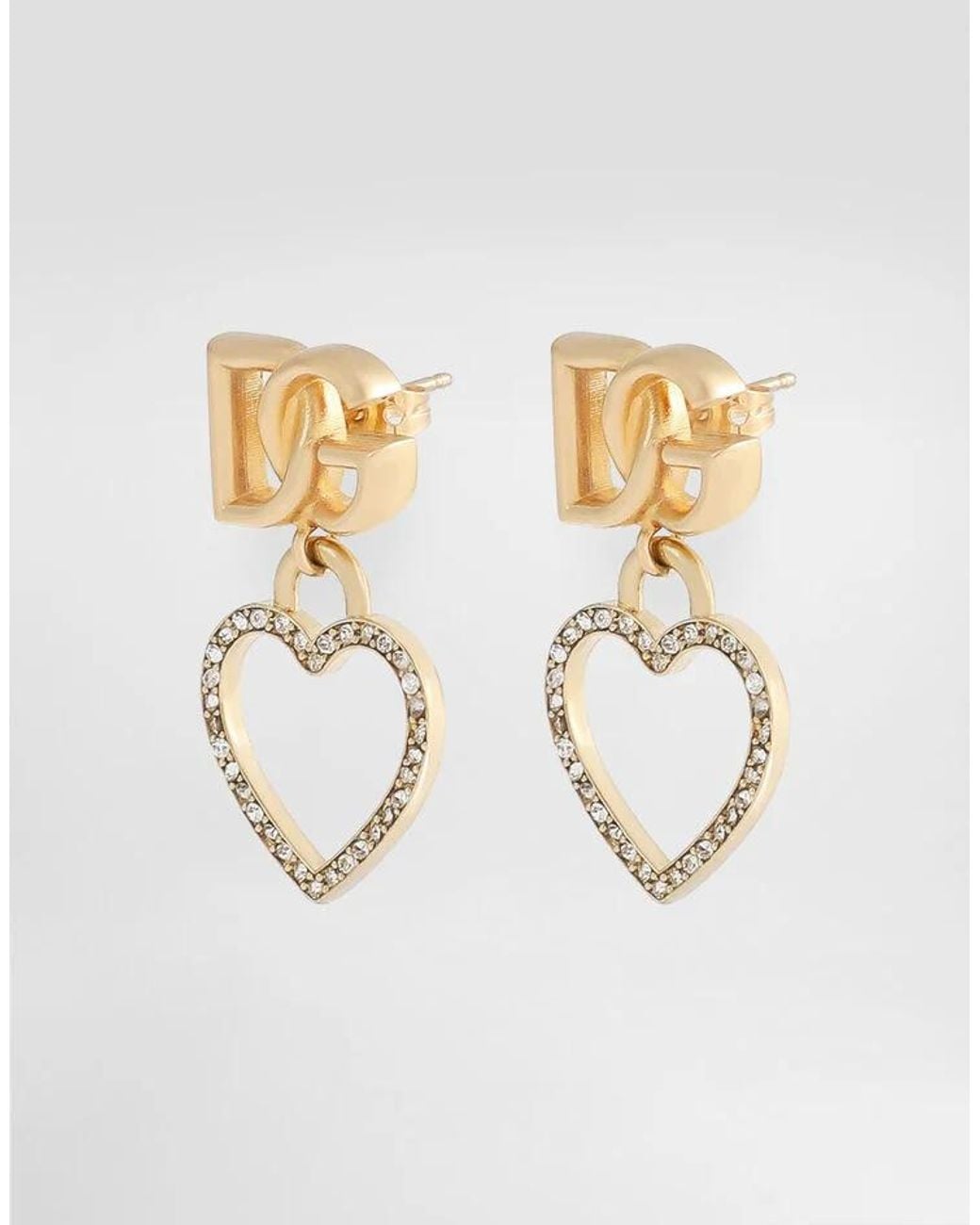 Dolce & Gabbana White Heart Motif Pendant Earrings