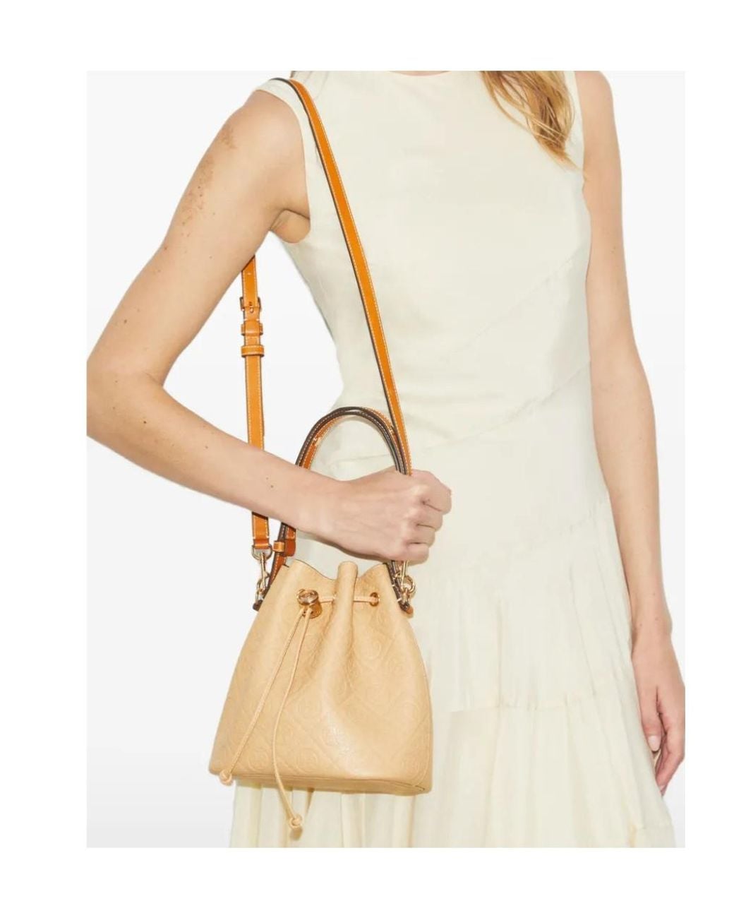 Tory Burch Natural T モノグラム バケットバッグ