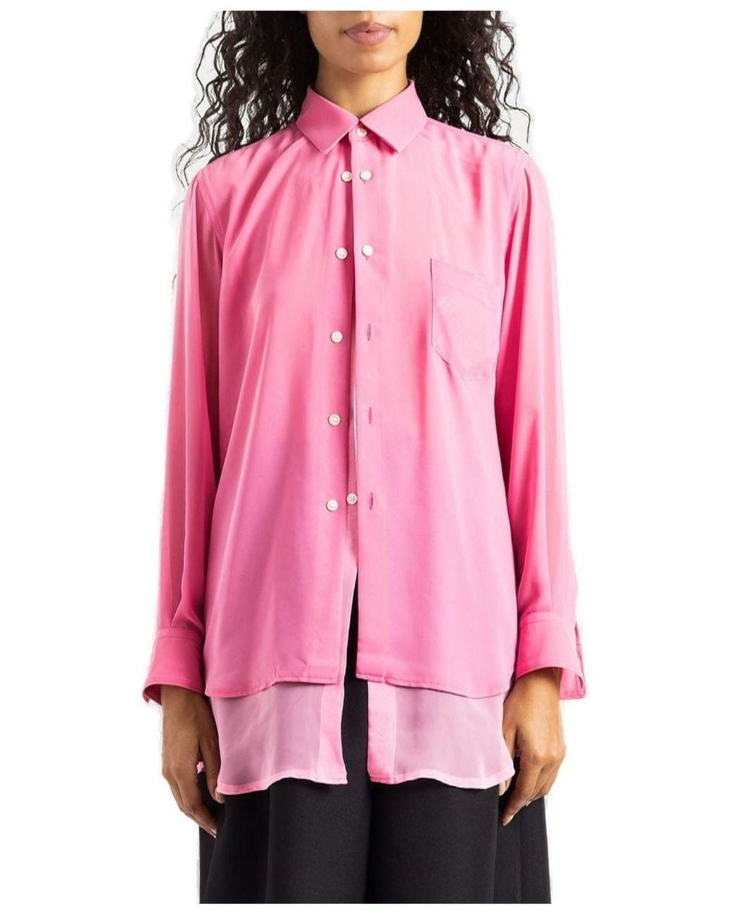 Comme des Garçons Pink Comme Des Garçons Long-Sleeved Layered Burttoned Shirt