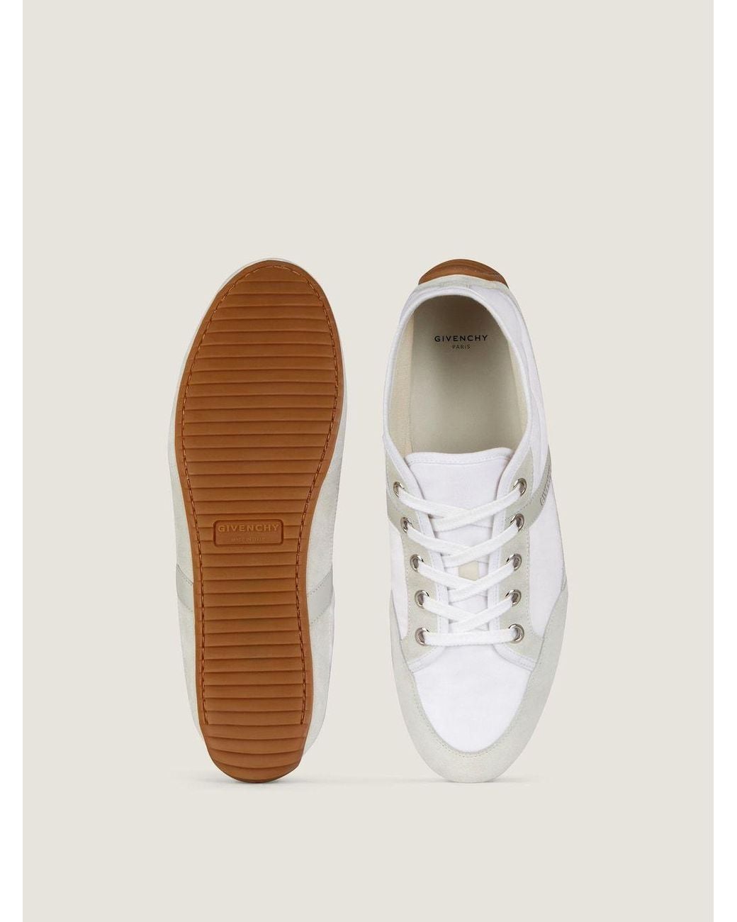 Givenchy White Lace-Up Slim Sneakers for men