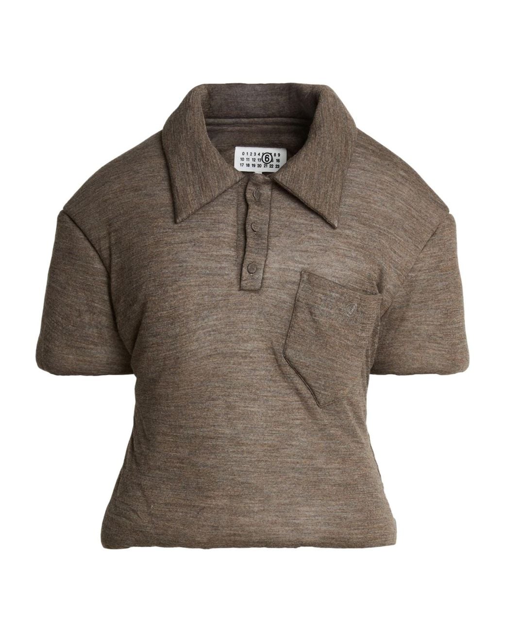 MM6 by Maison Margiela Brown Solid-Color Wool Short-Sleeve Knit Shirt