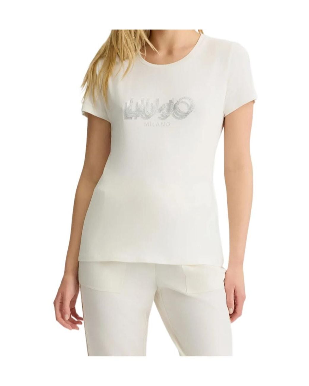 Liu Jo White Logo-Detail T-Shirt