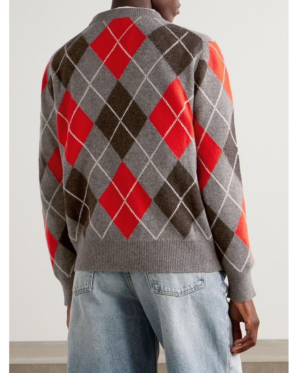&Daughter Red Argyle Checked Wool Sweater