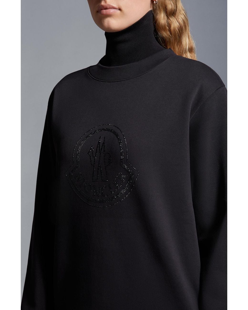 Moncler Black Embellished Logo Crewneck Sweatshirt
