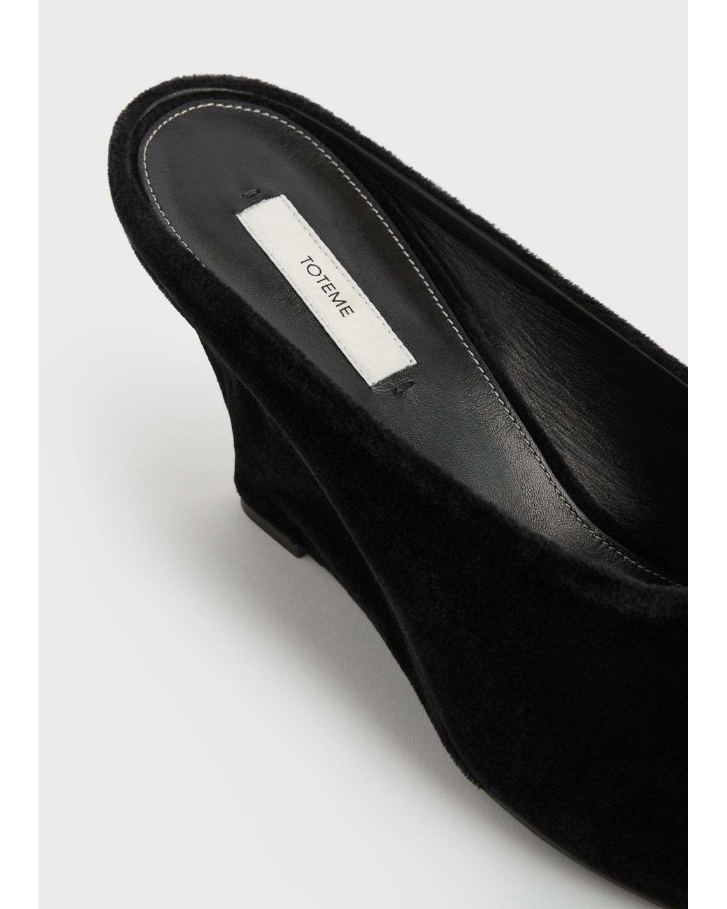 Totême Black 75Mm Peep-Toe Velvet Wedge Sandals