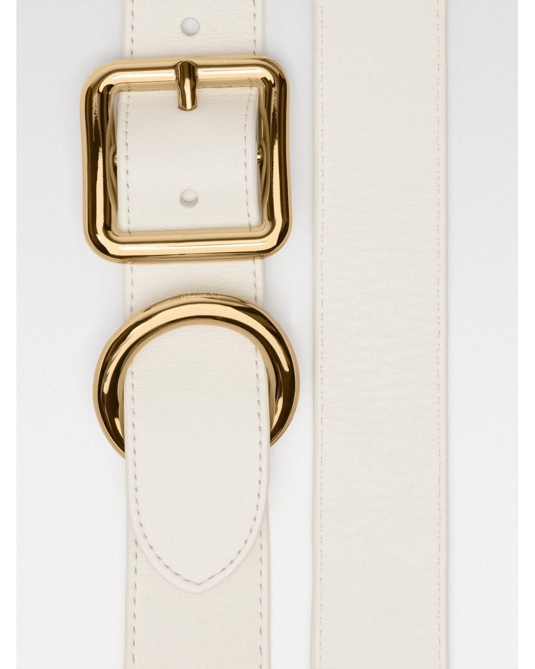 Jacquemus White Geometric-Buckle Leather Belt