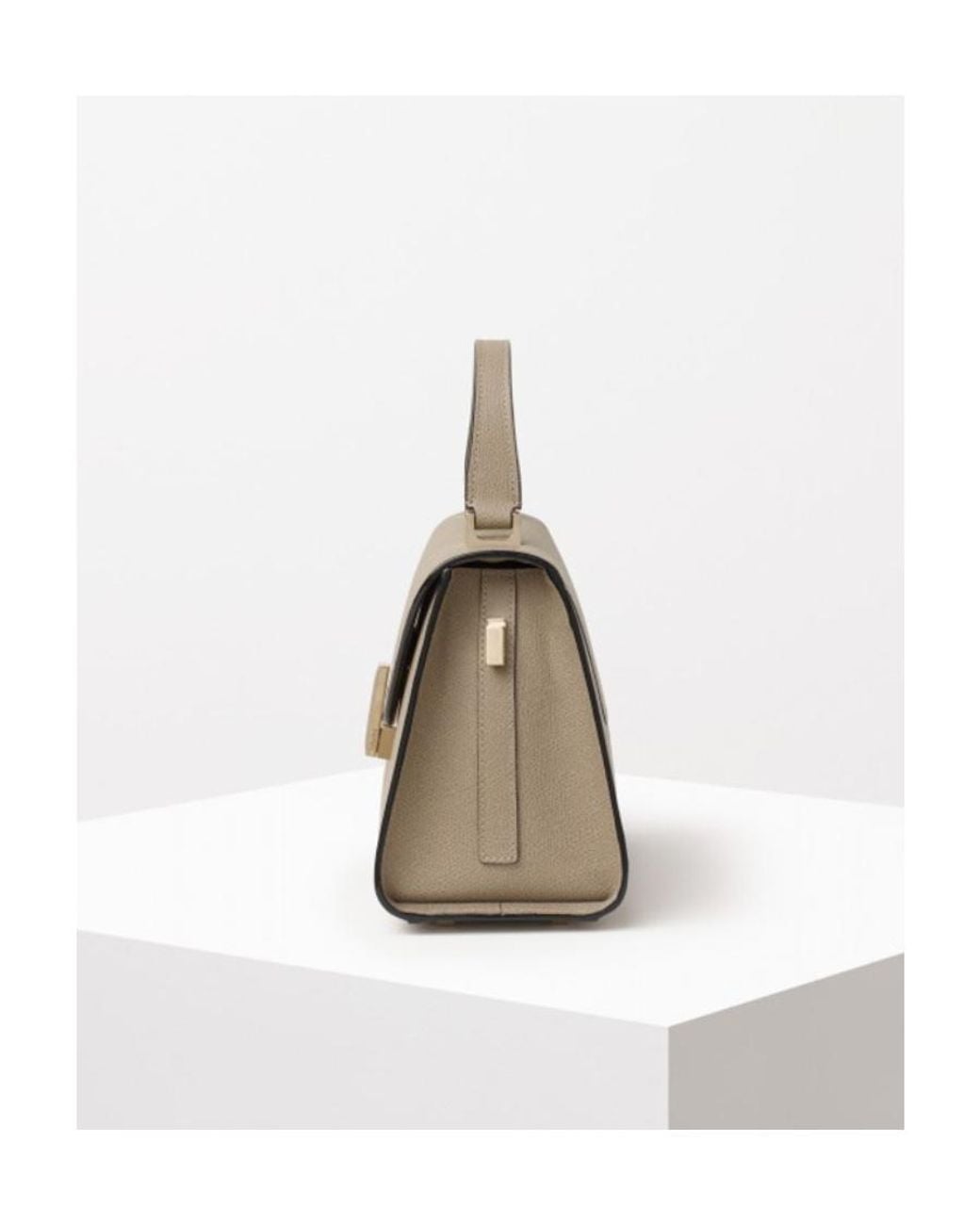 Valextra Natural Iside Foldover Mini Top Handle Bag