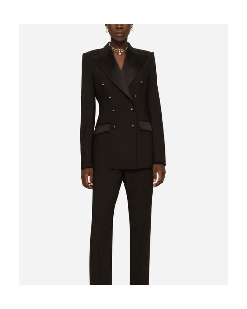 Dolce & Gabbana Black Dg Button Satin Tuxedo Jacket