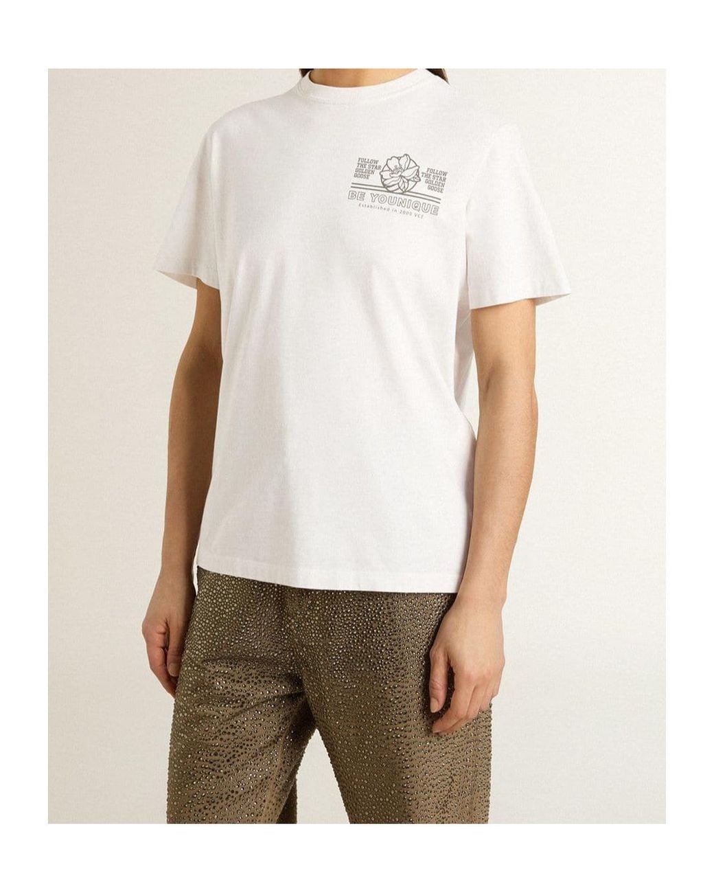 Golden Goose Deluxe Brand White Printed Crewneck T-Shirt