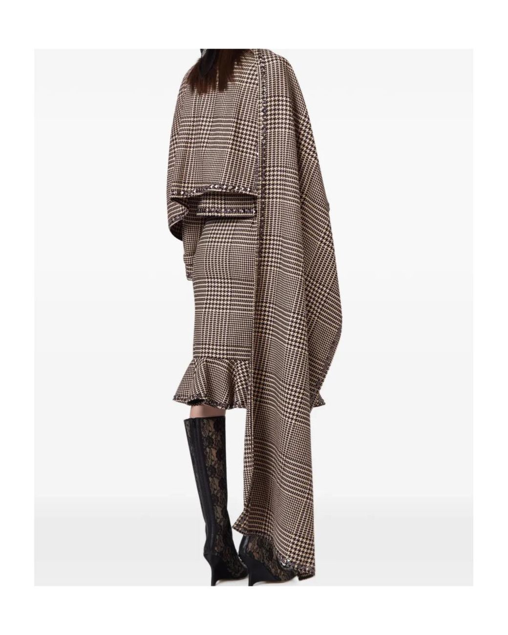 GIUSEPPE DI MORABITO Brown Ruffled Houndstooth Skirt