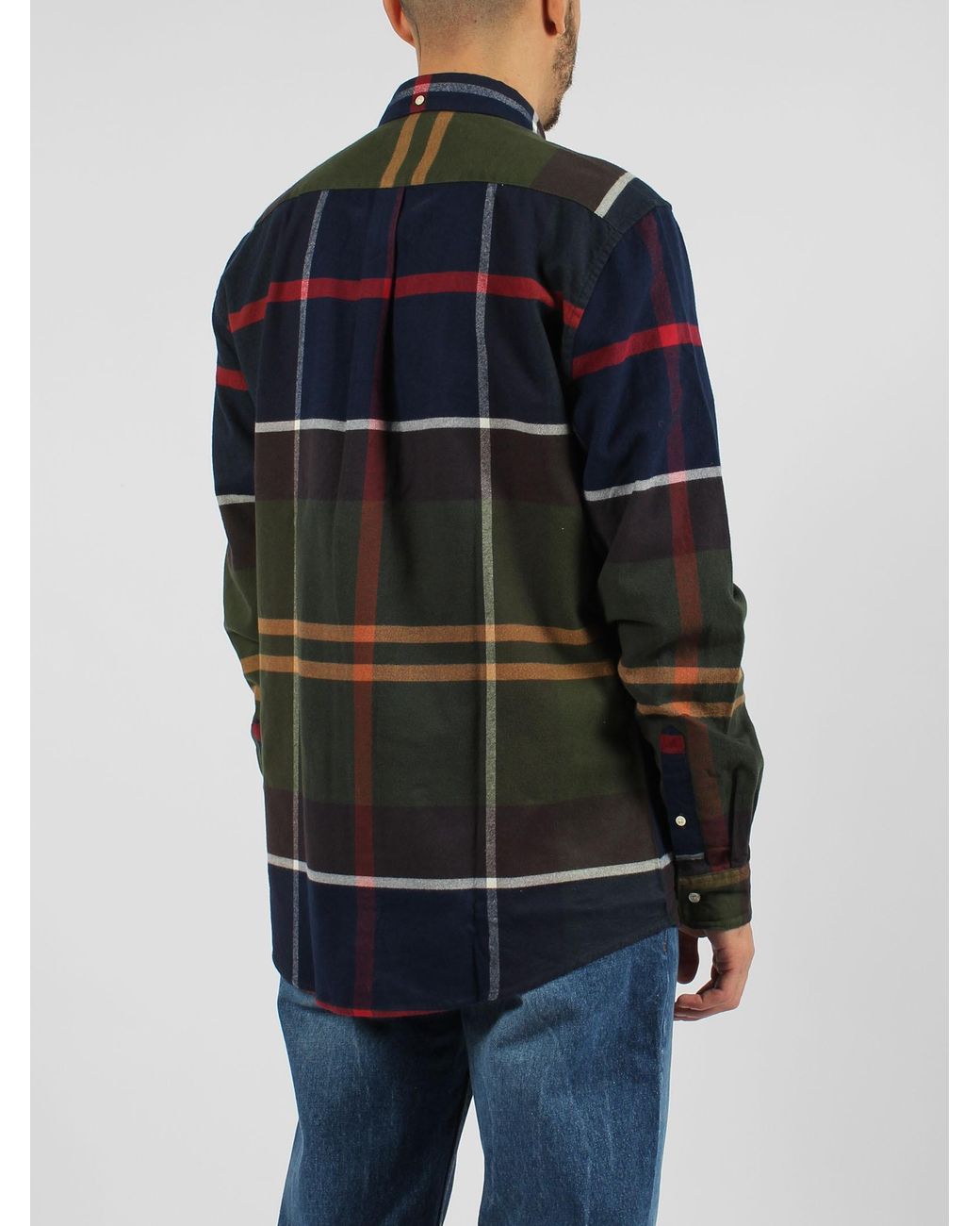 Barbour Gray Checked Long-Sleeved Shirt for men