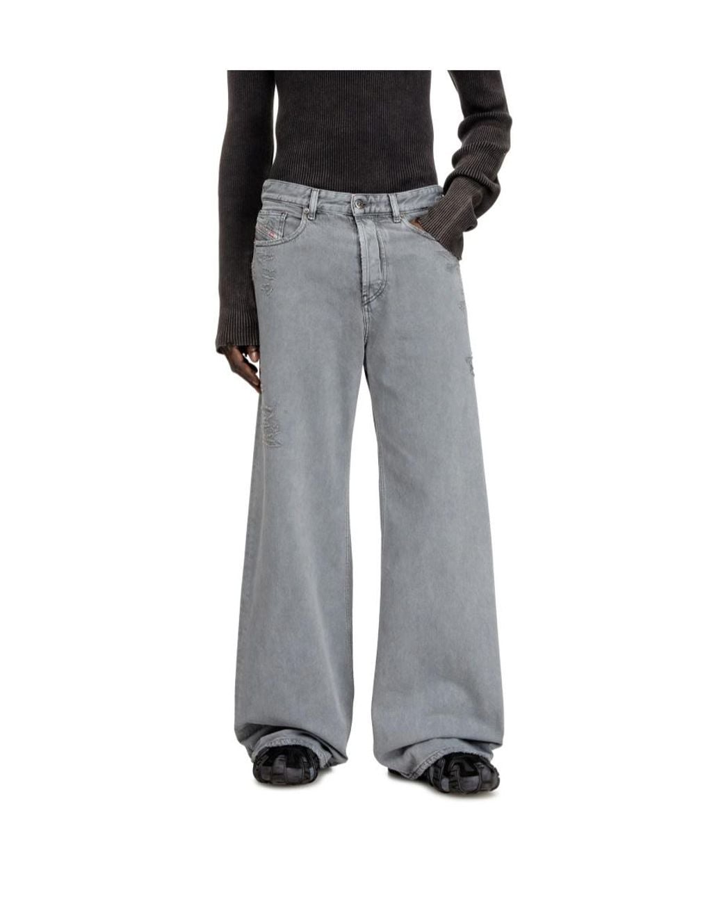 DIESEL Gray D-Rise Relaxed Jeans for men