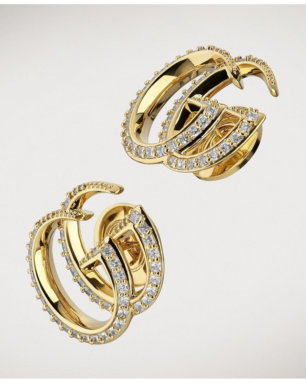 Gucci Metallic Gg Marmont Crystal Stud Earrings