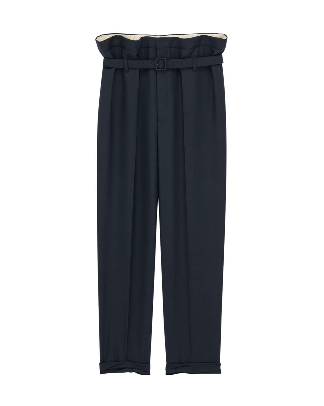 Saint Laurent Blue Virgin Wool Paperbag Slim Trousers for men