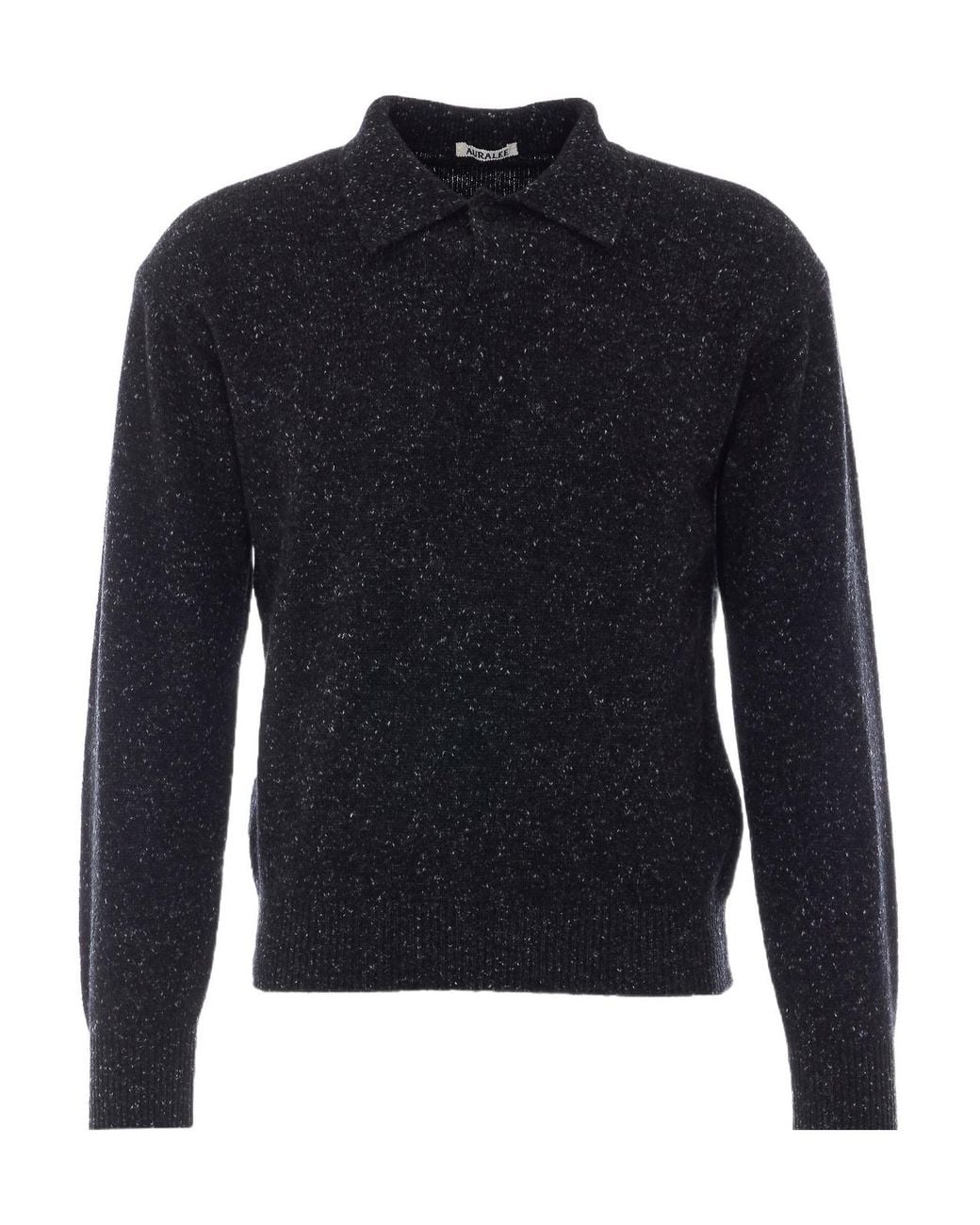 Auralee Blue Cashmere Nep-Knit Sweater for men