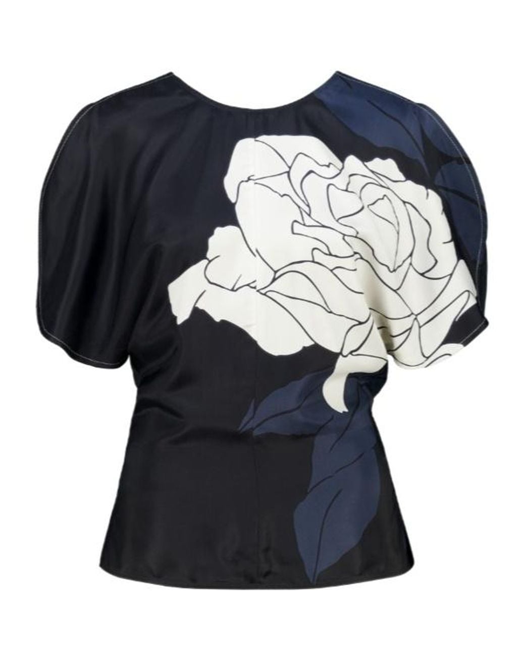 Victoria Beckham Blue Drape Sleeve Top