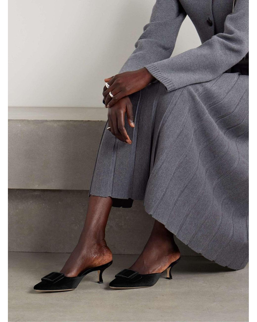 Manolo Blahnik Black Pointed High-Heeled Sandals