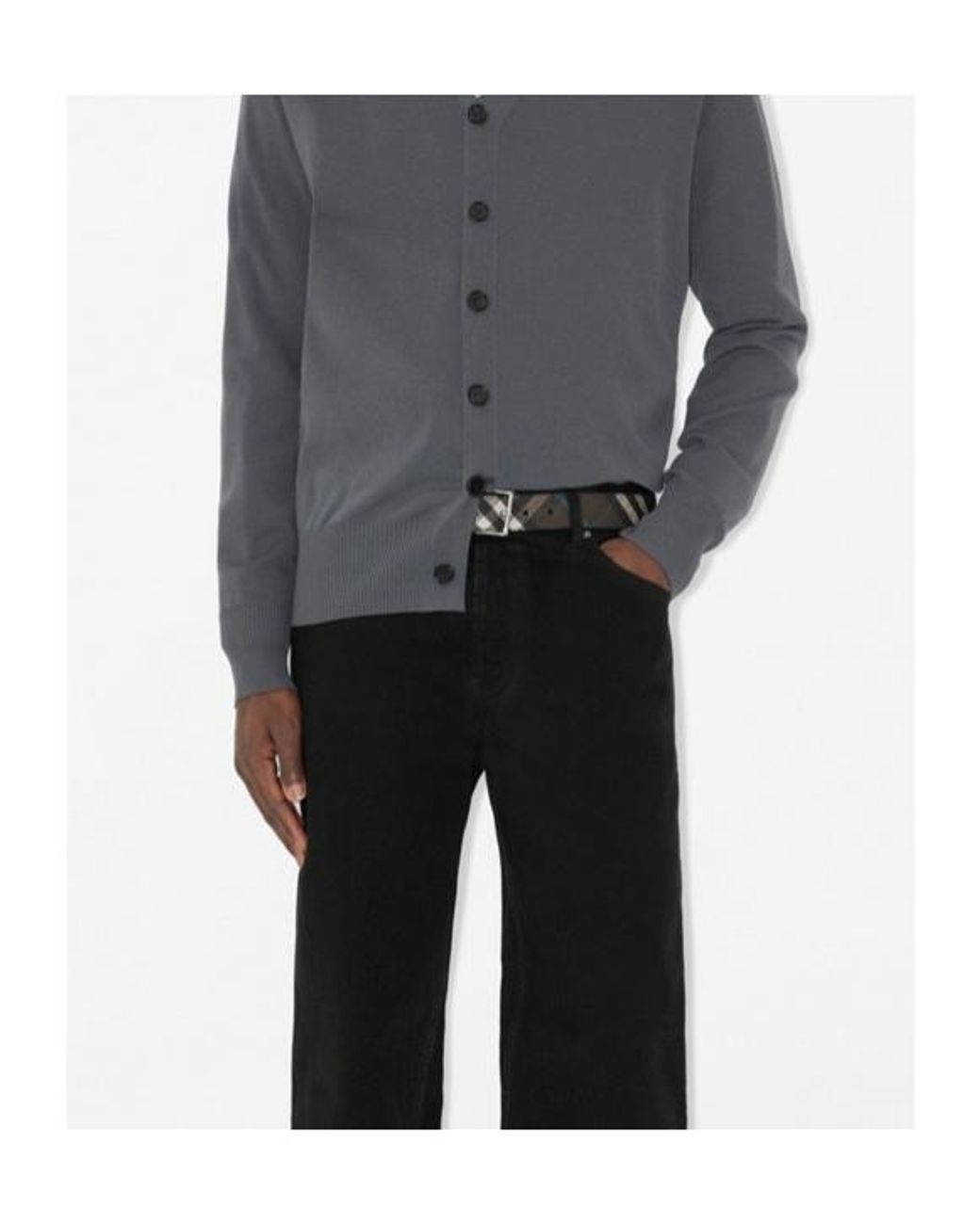 Burberry White Checked Belt for men
