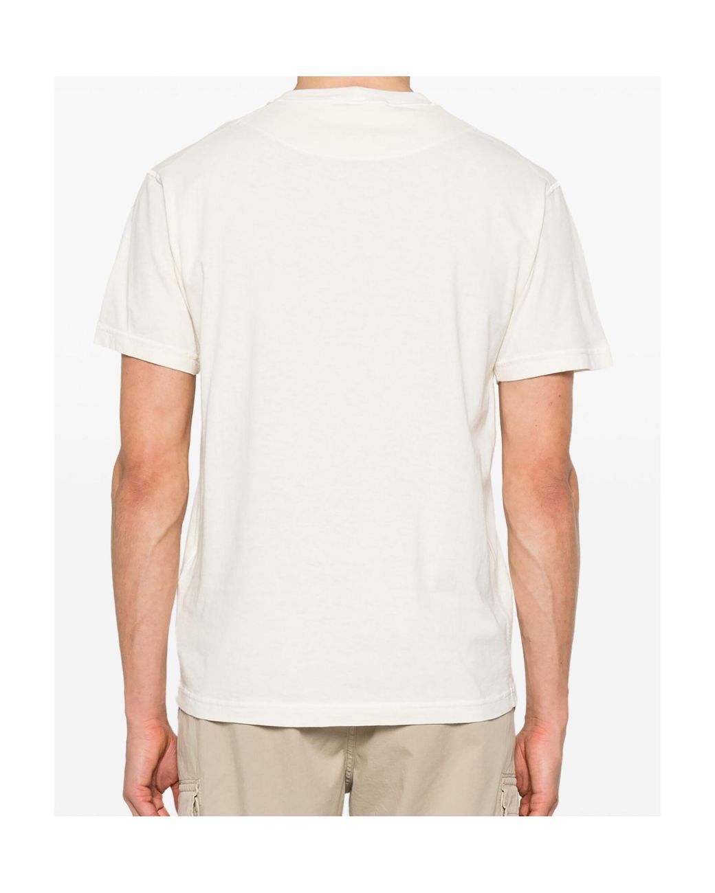 Stone Island White Compass-Motif Crewneck T-Shirt for men