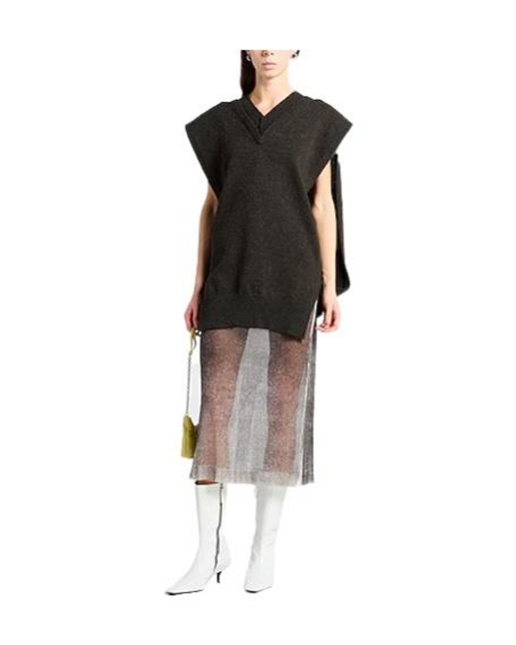Maison Margiela Gray Two-Tone Knit A-Line Skirt