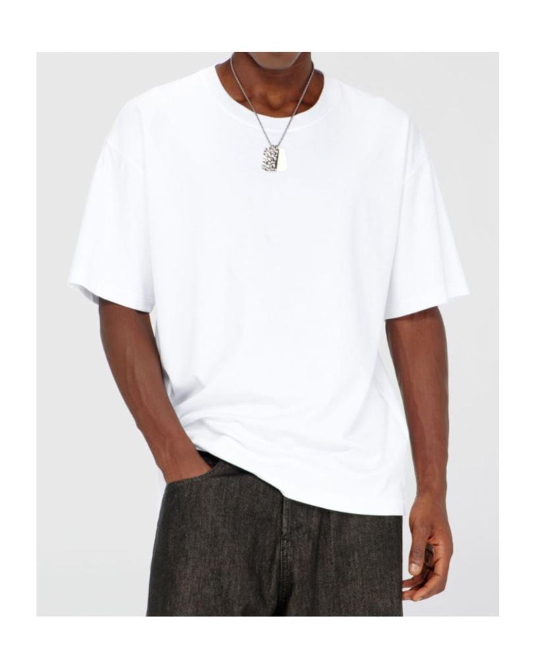 DIESEL White Cotton-Interlock T-Shirt With Logo Embroidery for men