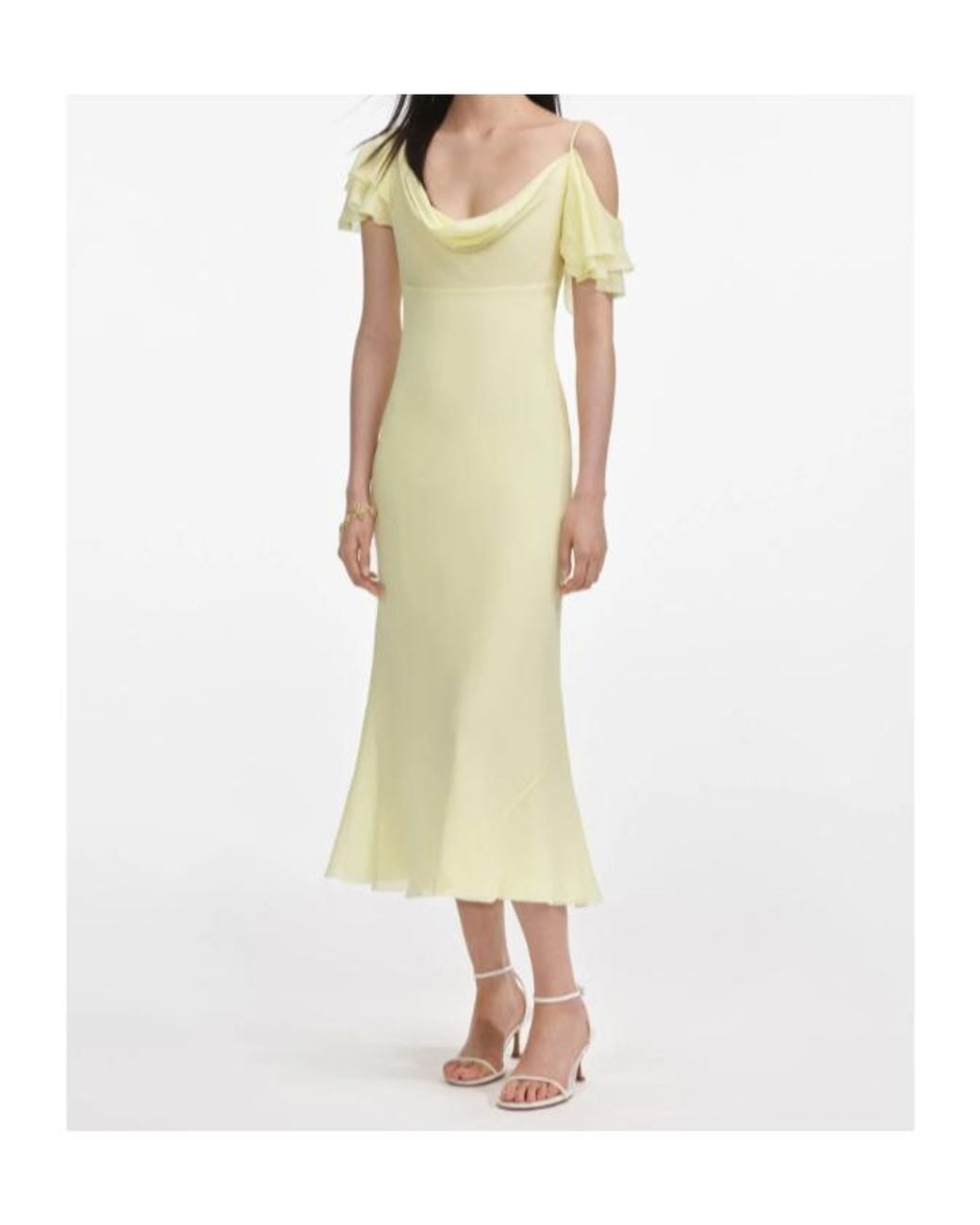 Self-Portrait Yellow Georgette Frill Midi Dress