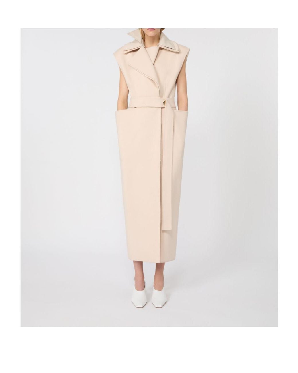Sportmax Natural Spsbosso Belted Sleeveless Coat