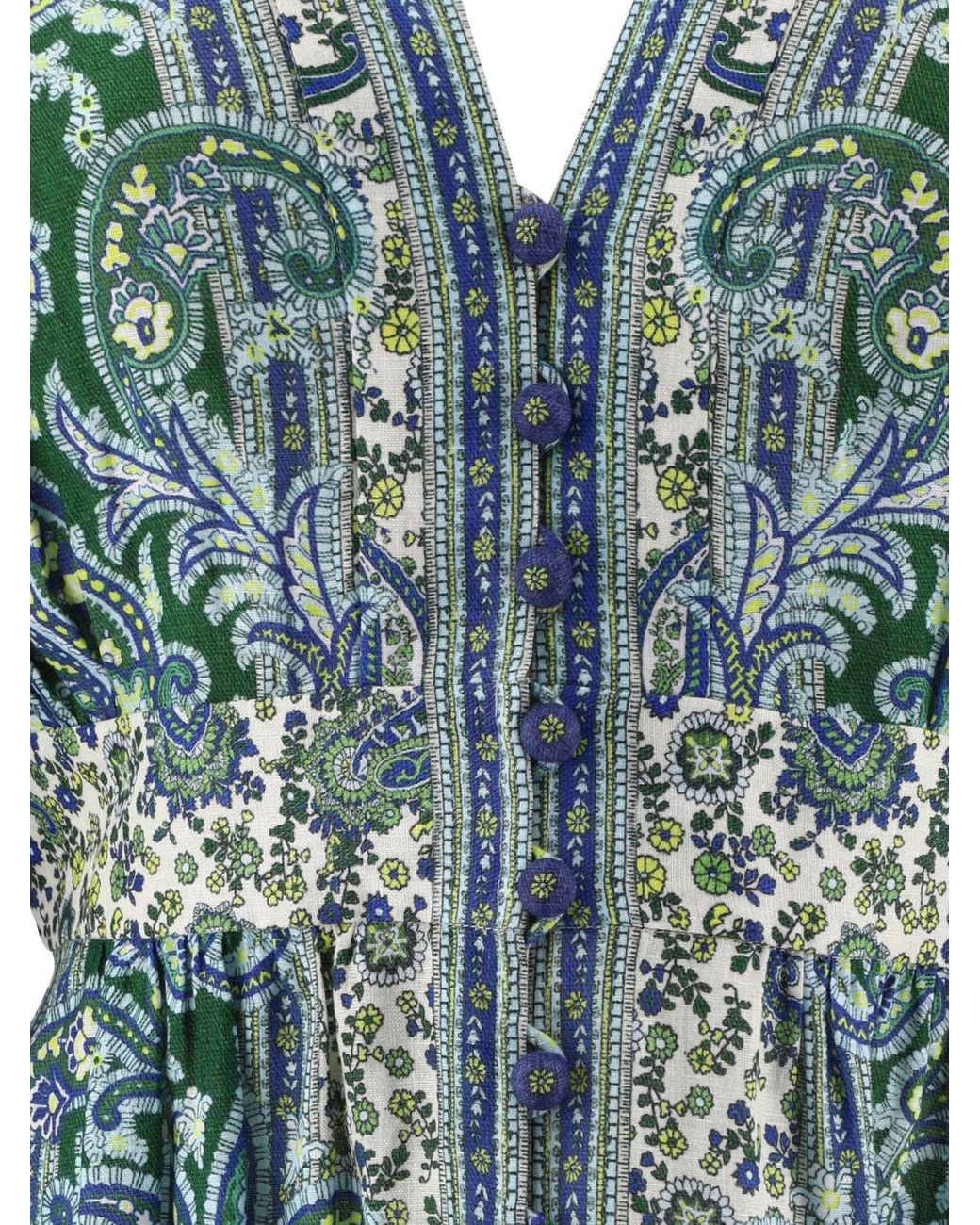 Zimmermann Blue Ottie Floral-Printed V-Neck Maxi Dress