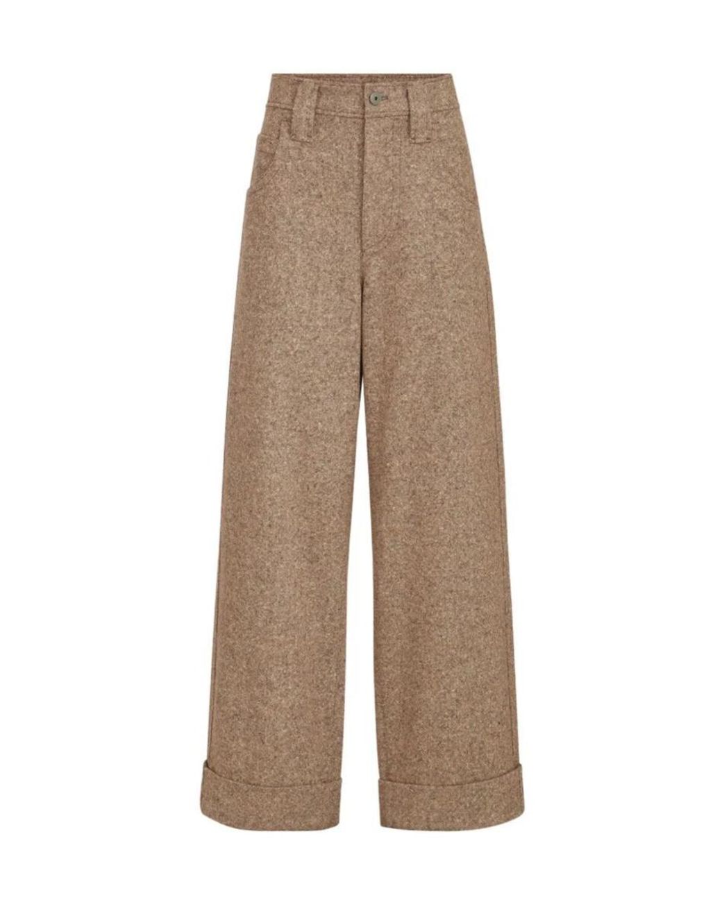 Brunello Cucinelli Natural Virgin Wool-Blend Monili Trousers