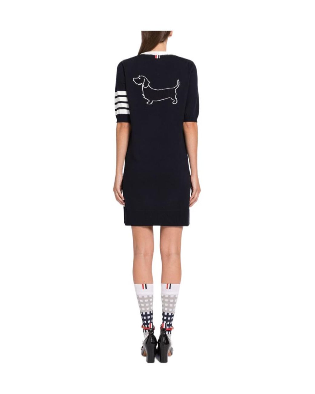 Thom Browne Black Hector Embroidered Mini Dress