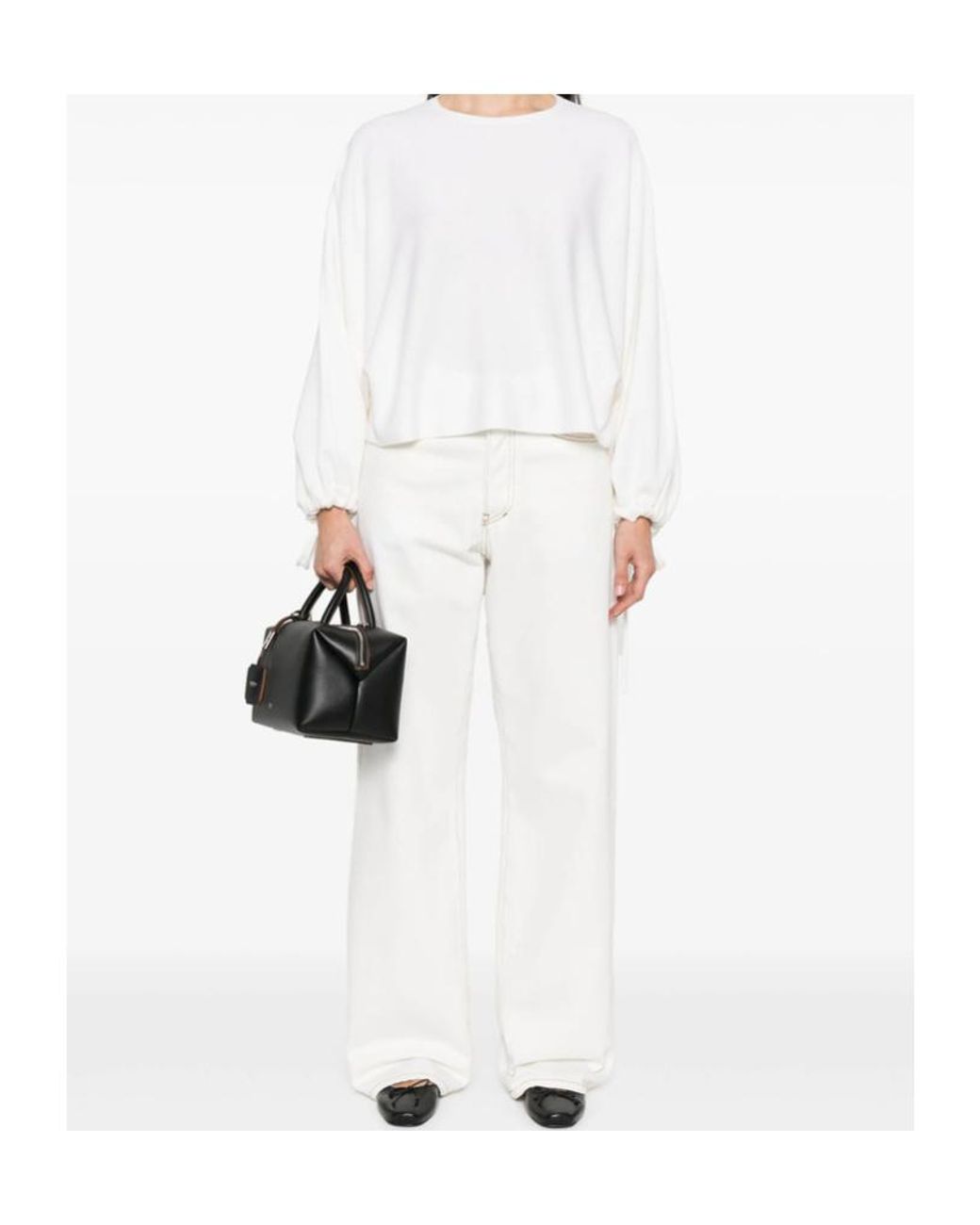 Max Mara White Wool Yarn Sweater