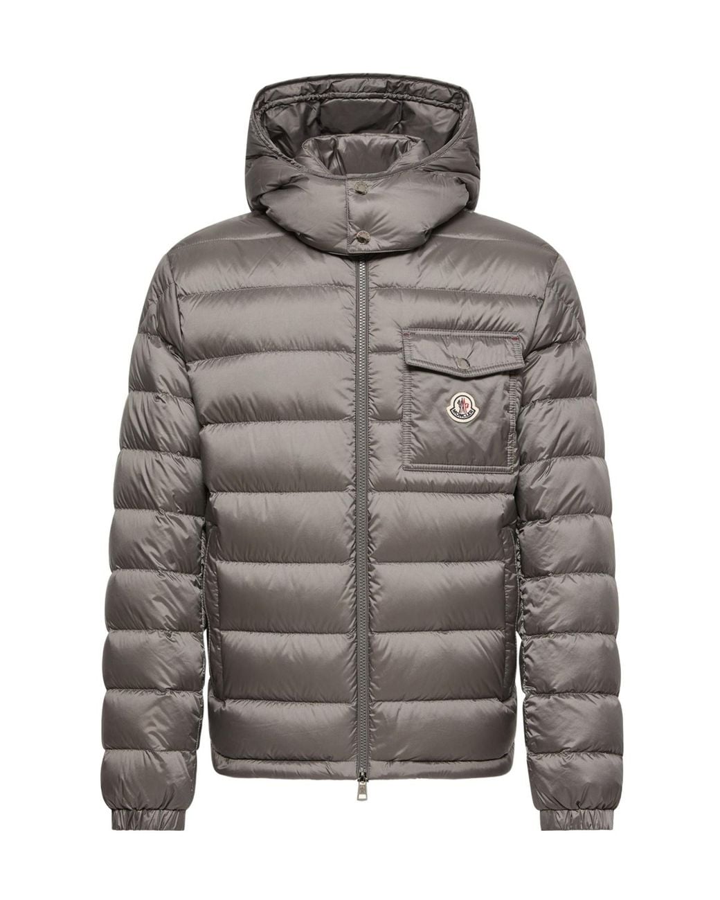Moncler Gray Verith Hooded Zip-Up Short Puffer Jacket for men