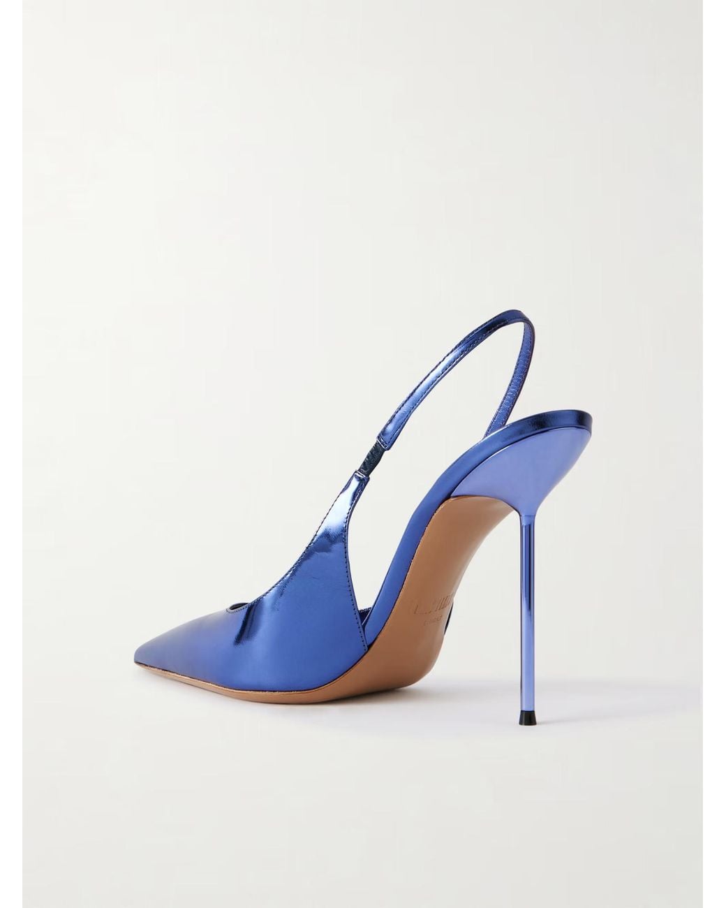Paris Texas Blue Mirrored Leather Slingback Pumps