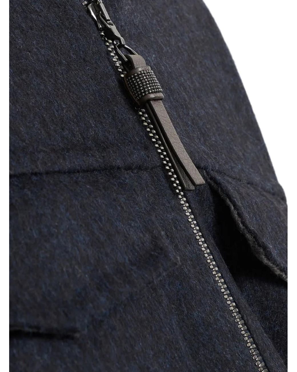 Brunello Cucinelli Blue Hand-Crafted Bomber Jacket