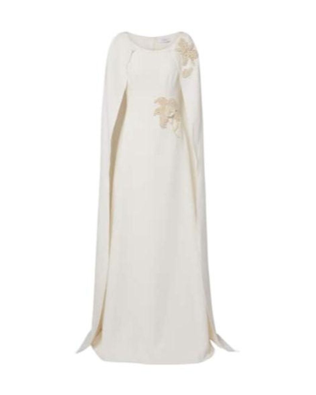 Safiyaa White Yuna Faux Pearl-Embellished Crepe Gown