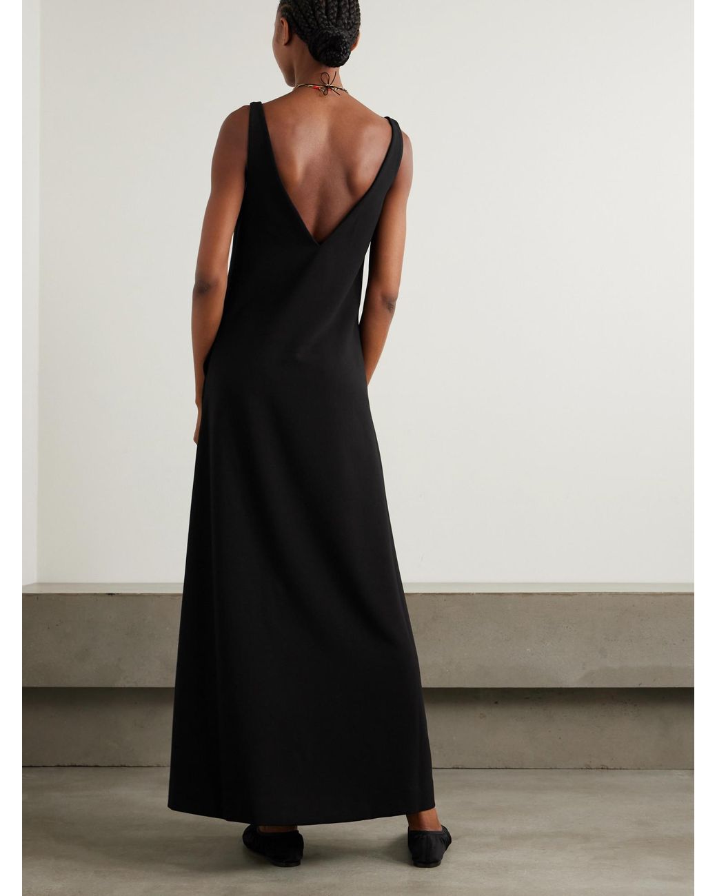 Staud Black Comfortable V-Neck Long Dress