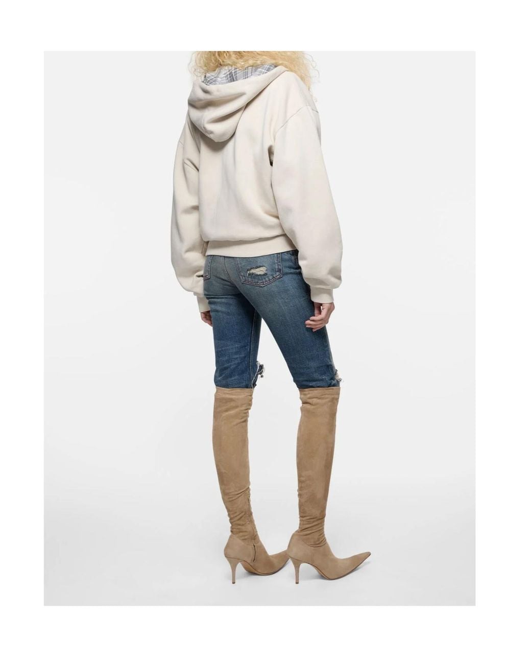 Acne Natural Fleece Hoodie With Logo