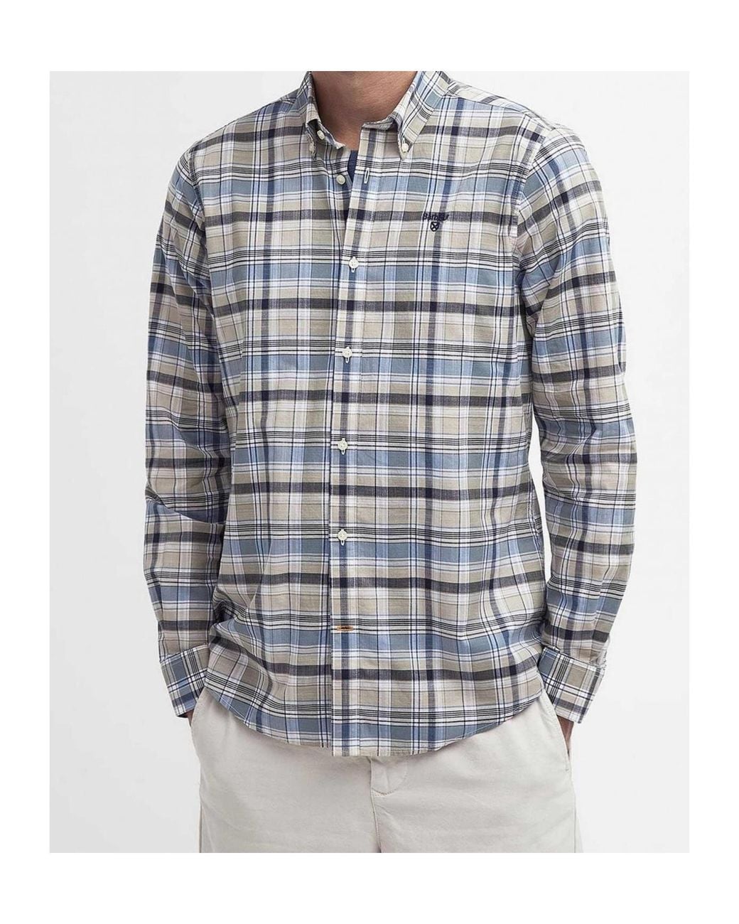 Barbour Blue Logo Detailed Checked Shirt for men