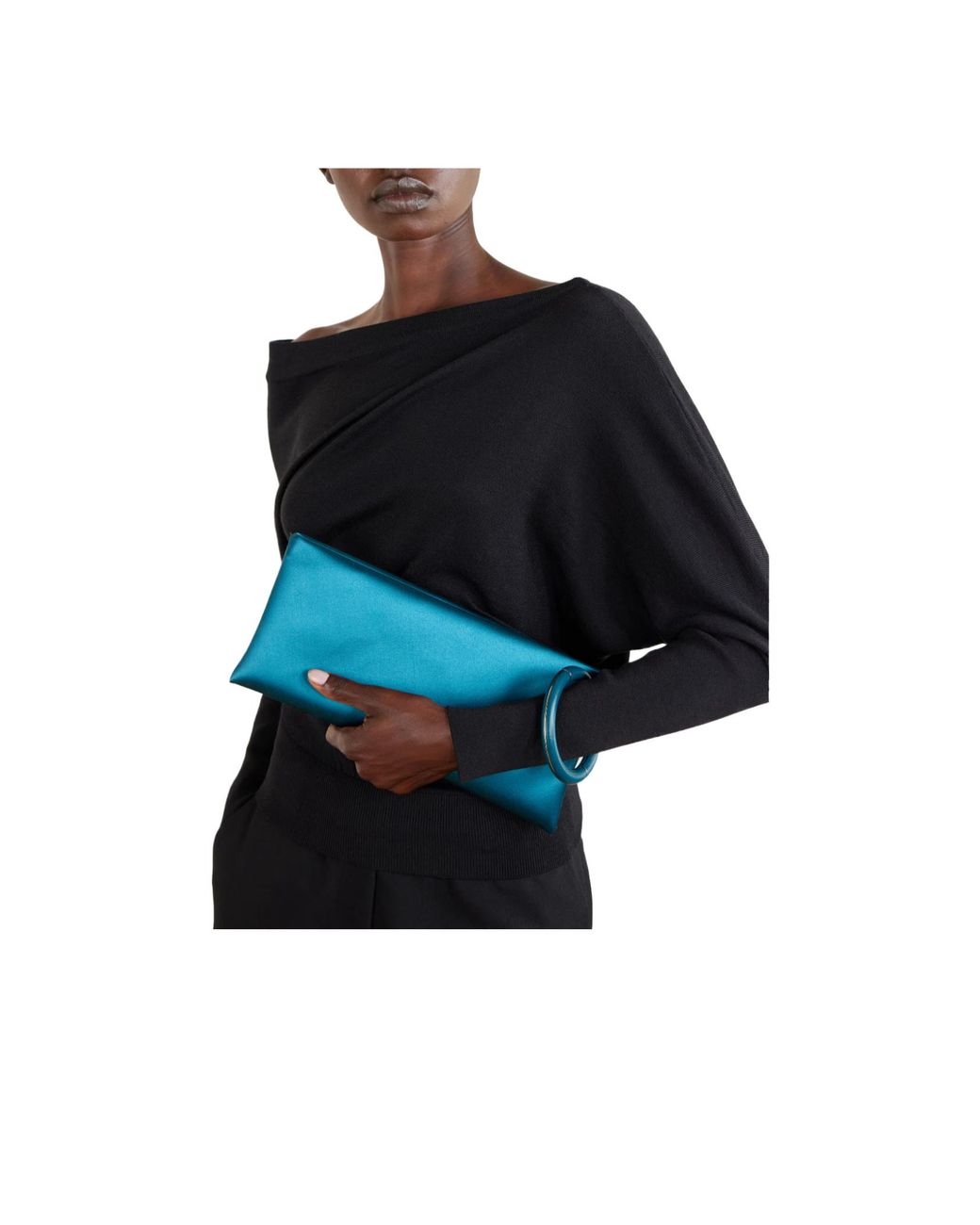 Tom Ford Blue Leather-Trimmed Satin Clutch