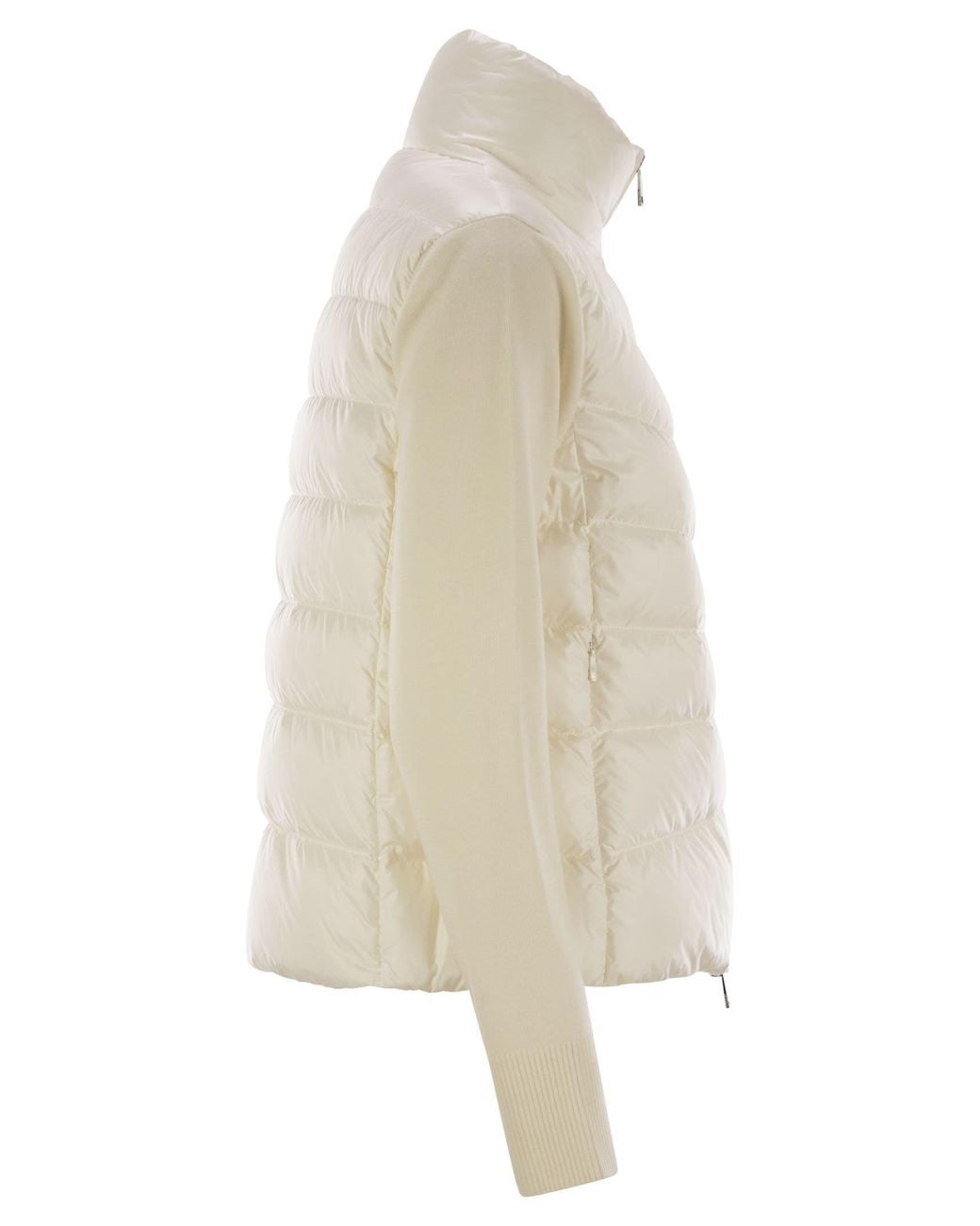 Moncler White Logo Patch Zip-Up Jacket