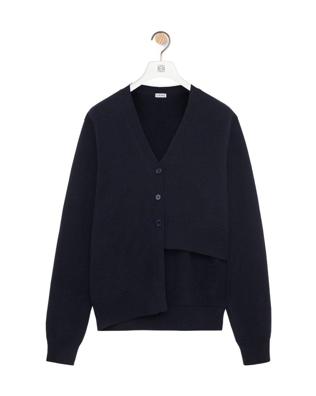 Loewe Blue V-Neck Asymmetric Cardigan