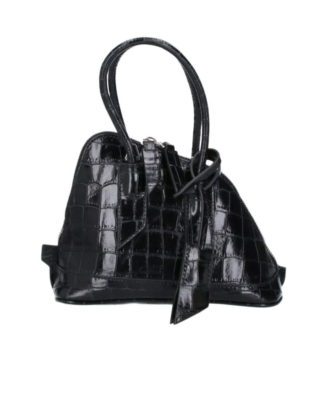 The Attico Black The Embossed Zipped Top Handle Bag