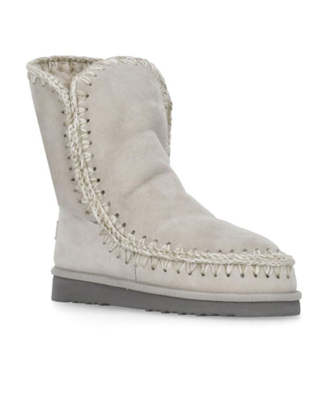 Mou Gray Round-Head Short Boots