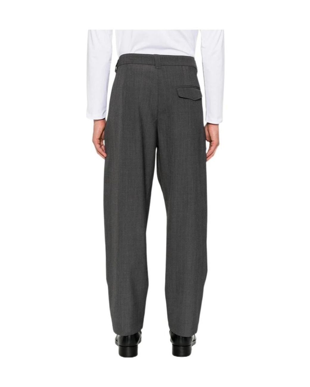 A.P.C. Gray Pleated Straight-Leg Trousers for men