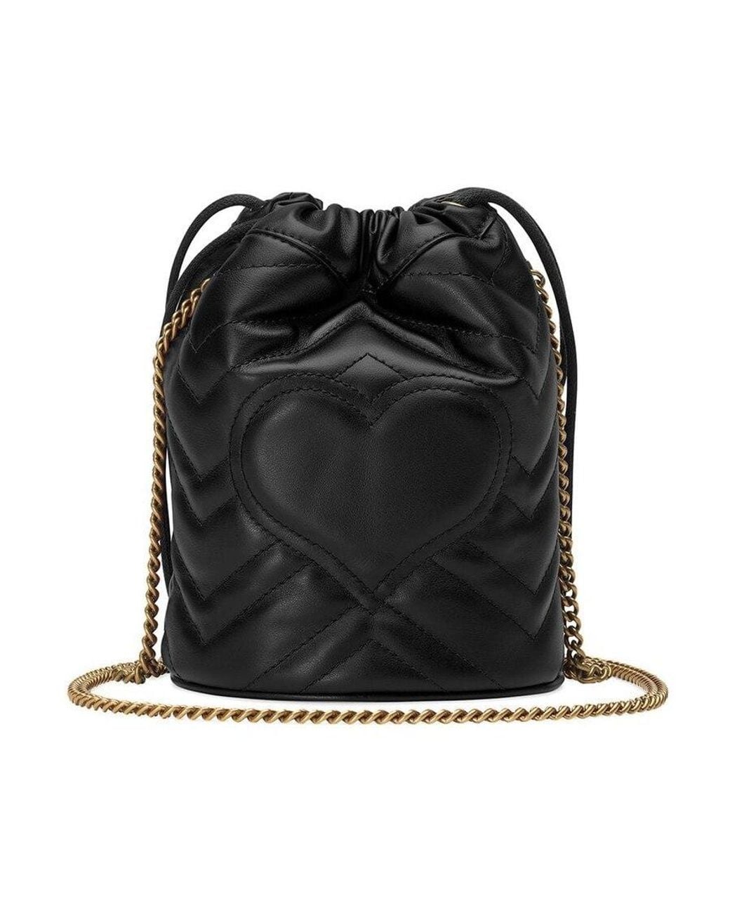 Gucci Black Gg Marmont Mini Quilted Bucket Bag