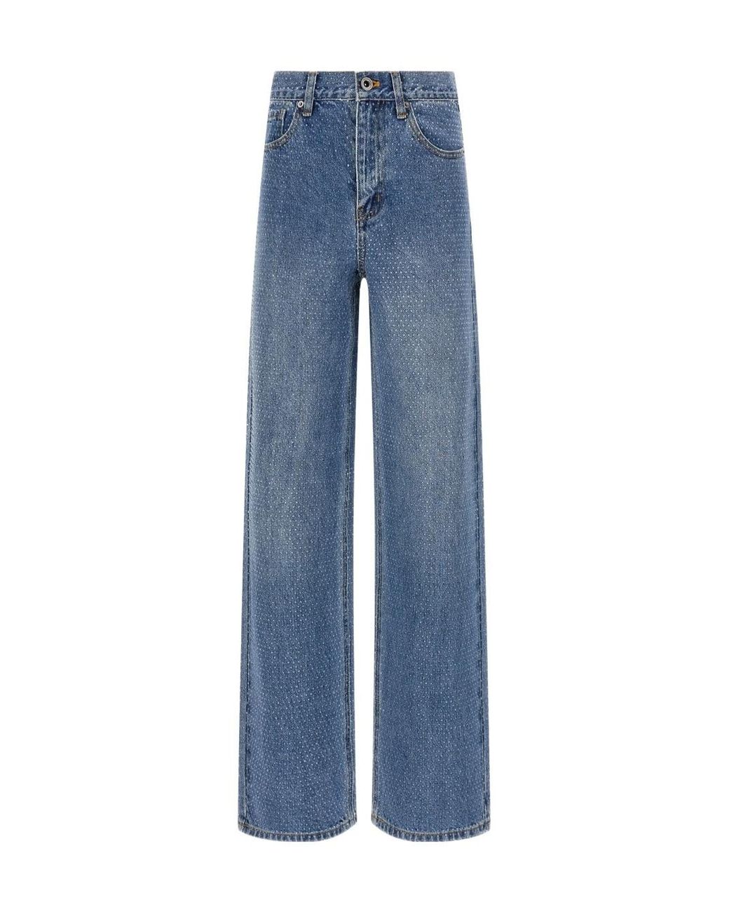 Self-Portrait Blue Embellished Denim Straight Leg Jeans